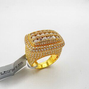 925 Sterling Sliver Moissanite Rectangle Elevated Ring, 1inch wide 6.961ctw VVS